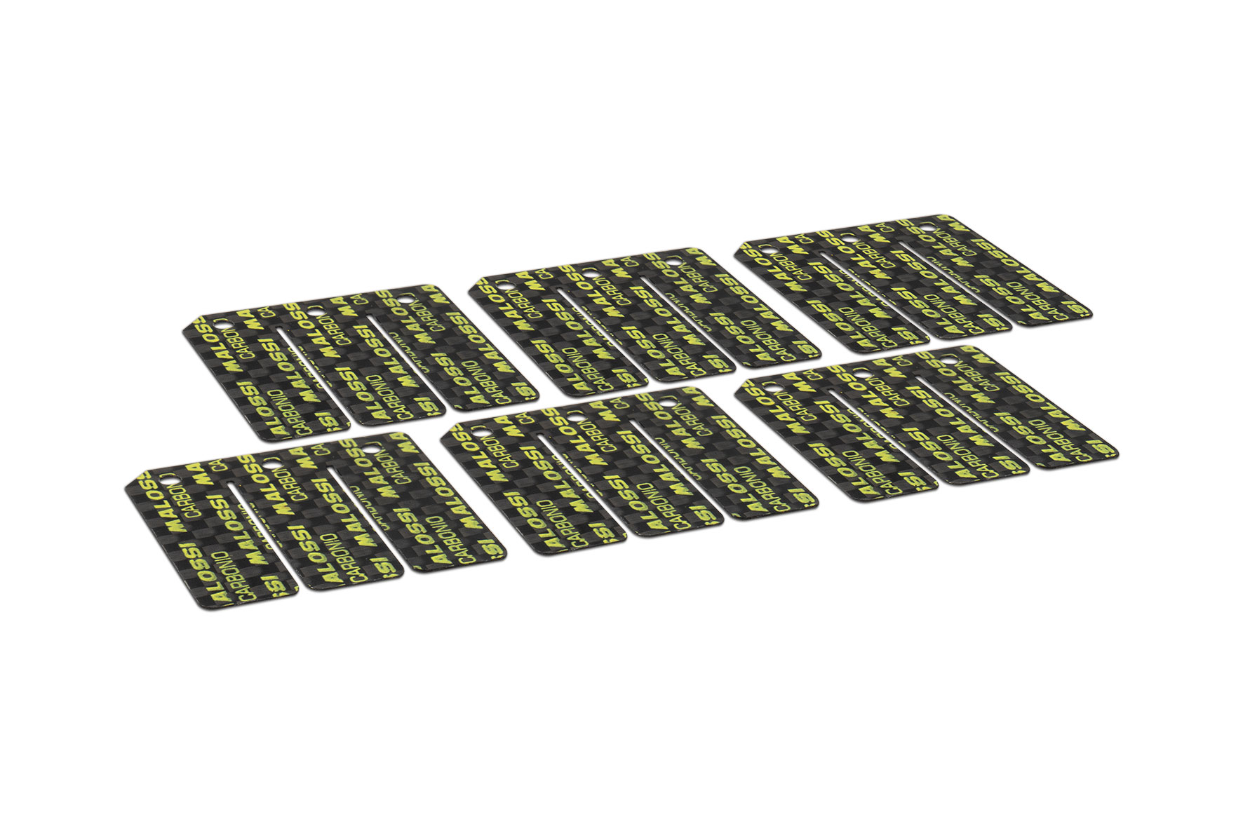 Set petali di ricambio e taratura in fibra di carbonio MHR Malossi con tre spessori calibrati per ottimizzazione del flusso su valvole aspirazione originali per moto Derbi Senda e Aprilia SX 50 - Codice 2712431.C0
