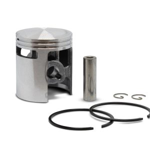 Kit pistone completo Malossi Ø 43 mm selezione 0 a due fasce con spinotto da 10 mm e finestrature CVF per cilindro in ghisa da competizione 65cc su ciclomotore Piaggio Si e Ciao - Codice 3419349