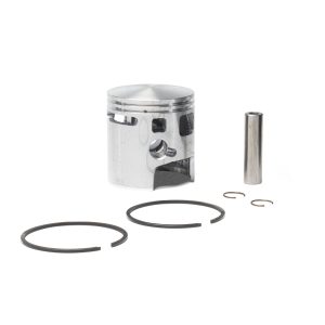 Kit pistone completo Malossi &Oslash; 46,5 mm selezione 0 a due fasce con spinotto 10 mm e finestrature CVF per cilindro in ghisa da competizione su ciclomotore Piaggio Ciao - Codice 346429