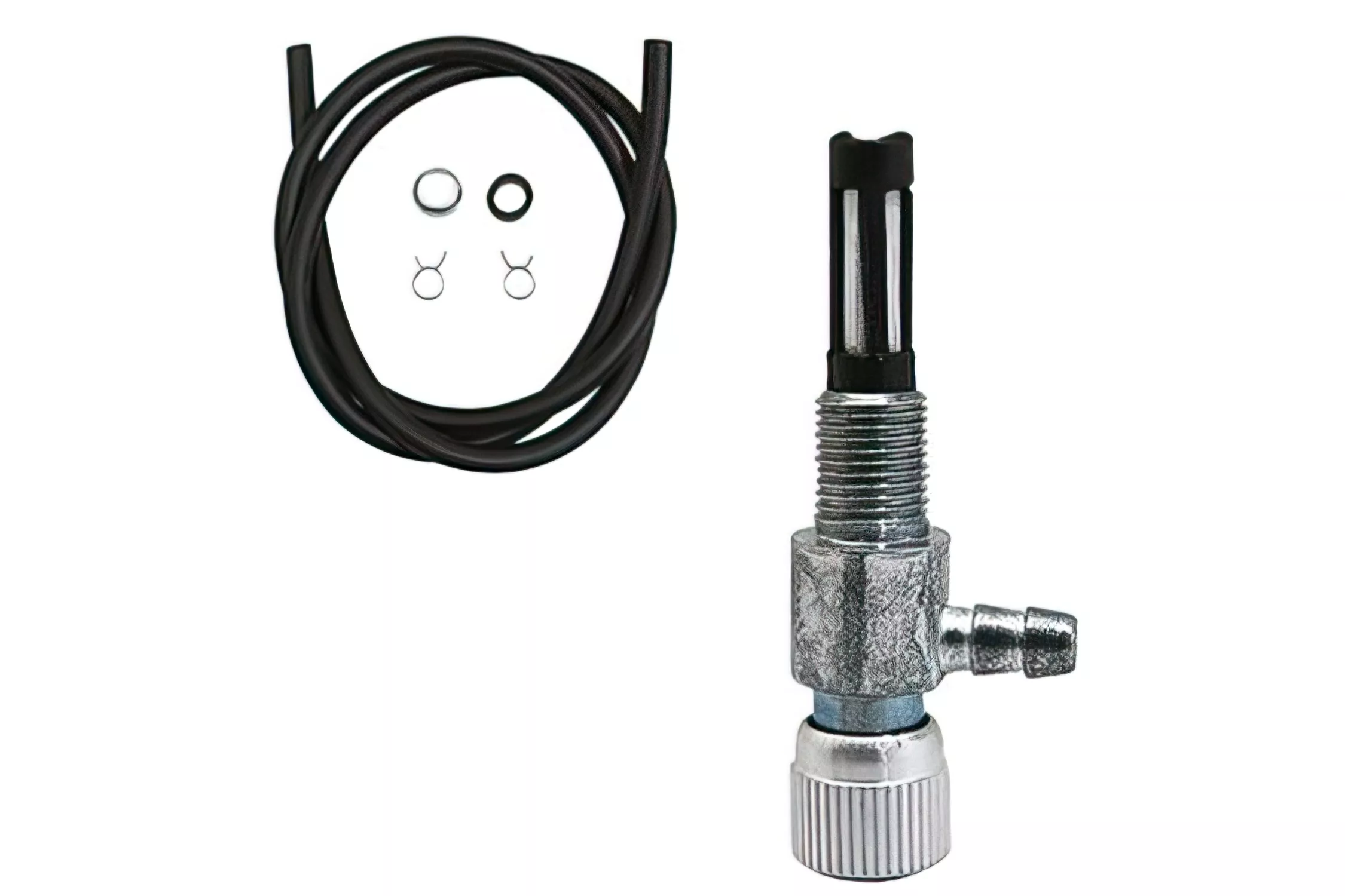 Rubinetto Benzina universale M10 avvitato con tubo e clips