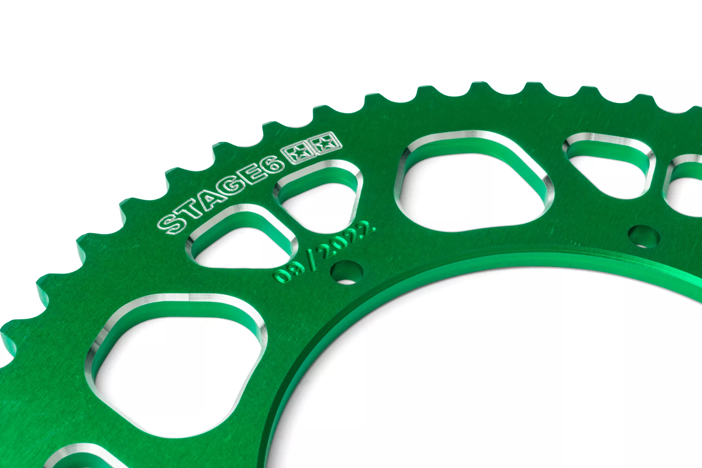 Corona 53 denti - 420 Stage6 alluminio CNC verde Aprilia SX 50 - immagine 2