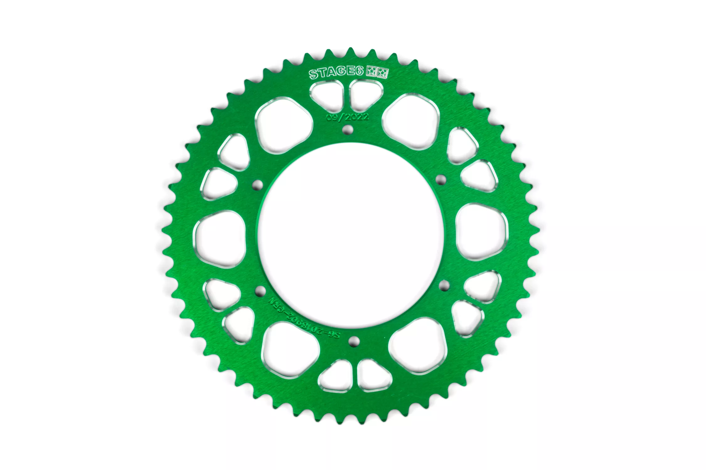 Corona 53 denti - 420 Stage6 alluminio CNC verde Aprilia SX 50 - immagine 3