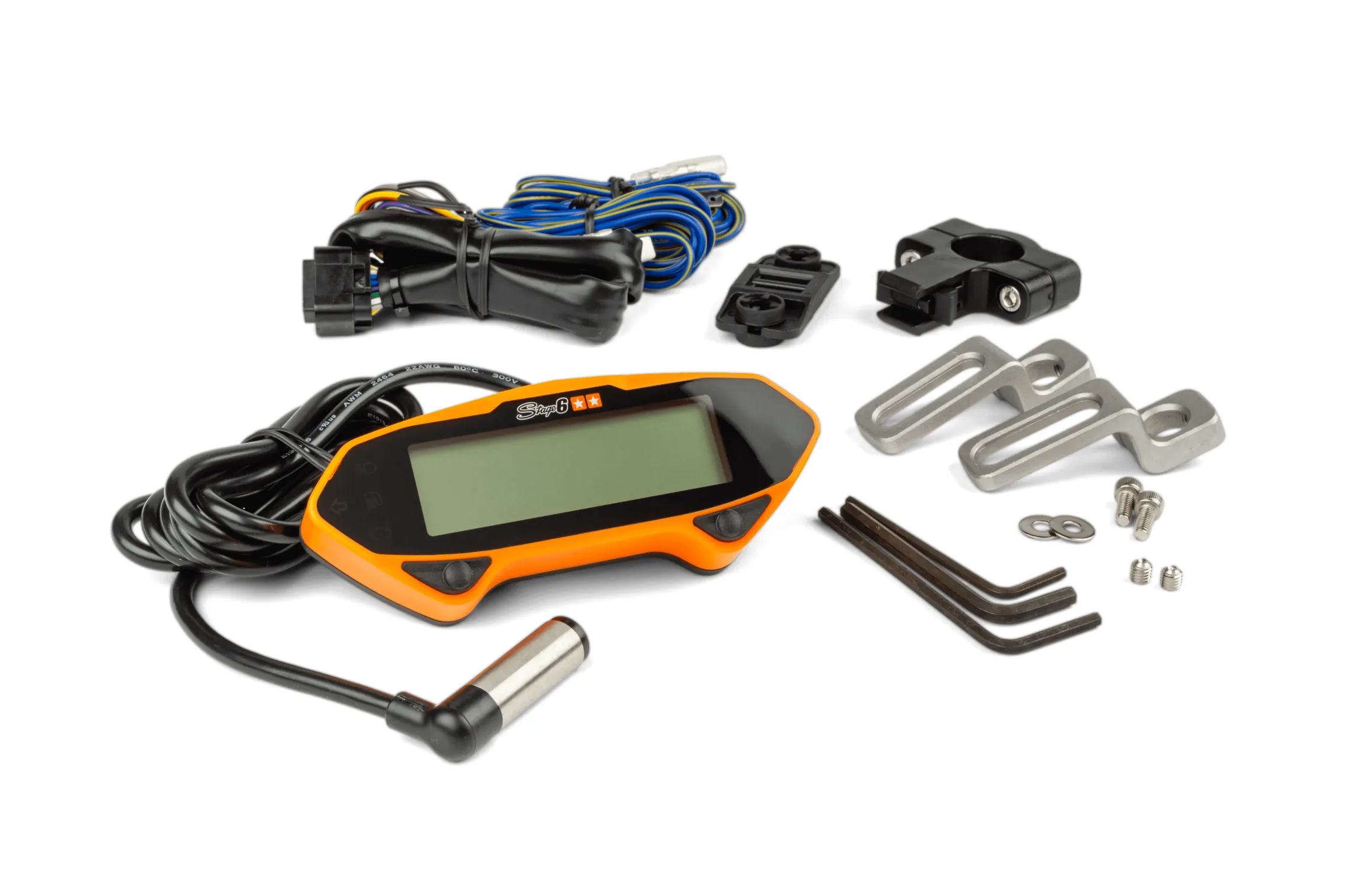 Strumentazione moto universale digitale Stage6 Racing contachilometri con contagiri arancione retroilluminato omologato ECE