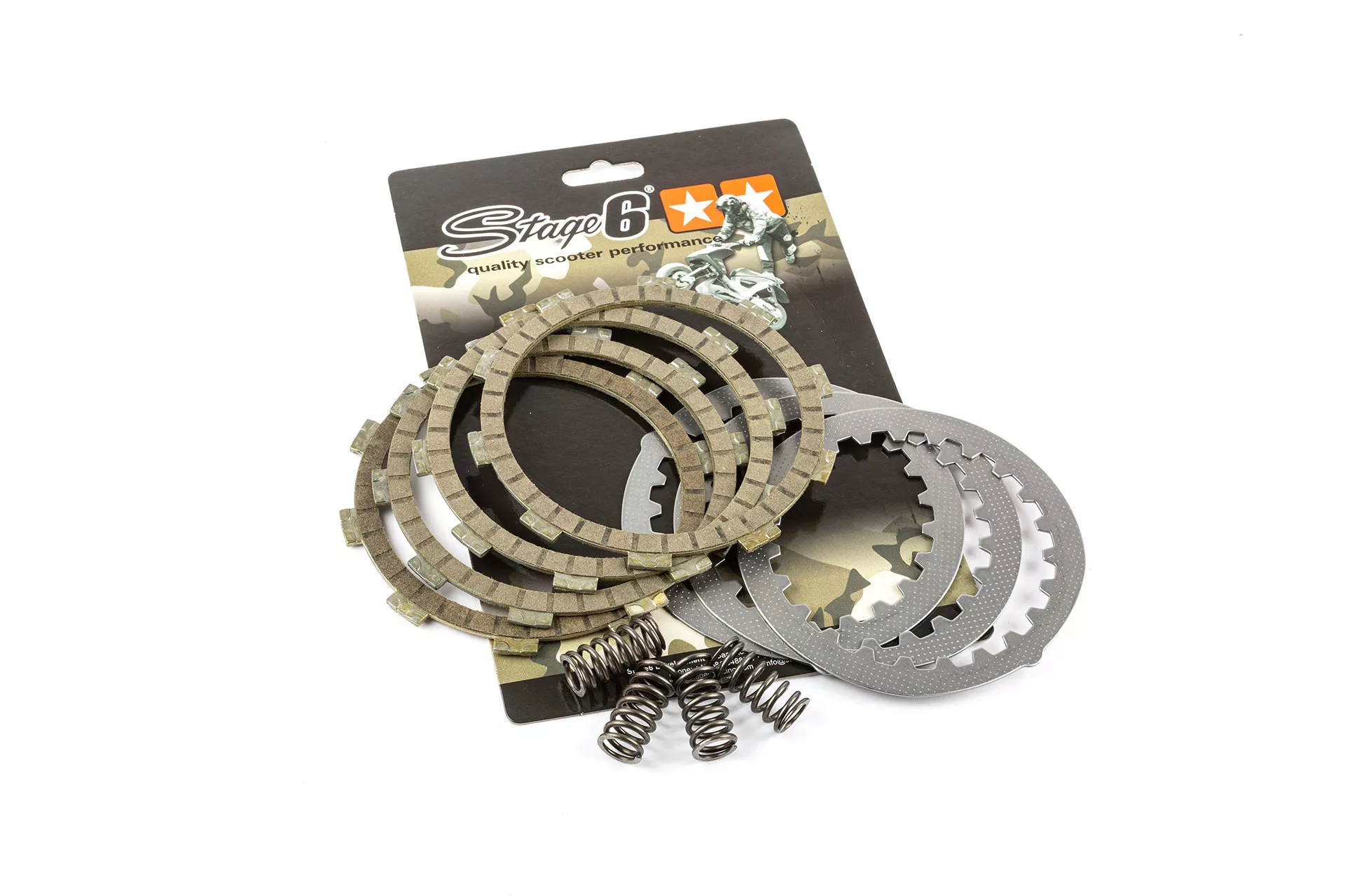 Kit 4 dischi frizione rinforzati in carbonio Stage6 Racing per motori Minarelli AM6