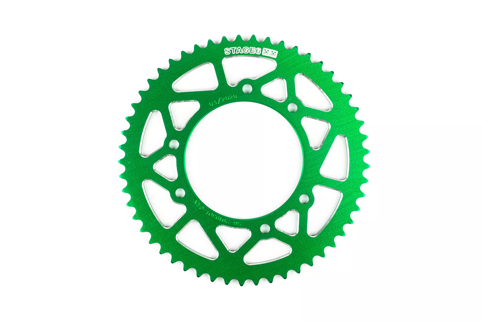 Corona 53 denti - 420 alluminio Stage6, Derbi DRD, verde