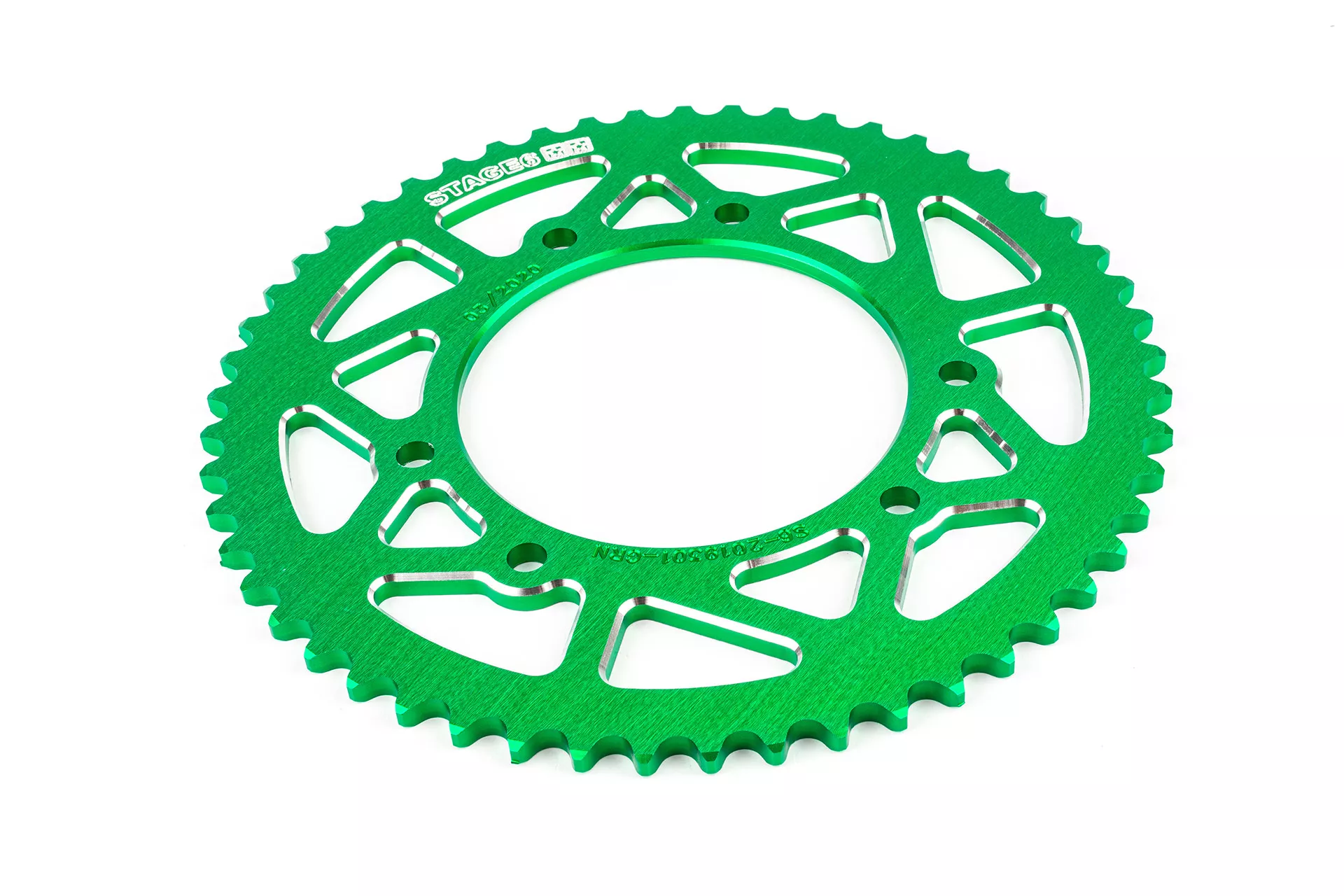 Corona 53 denti - 420 alluminio Stage6, Derbi DRD, verde - immagine 3