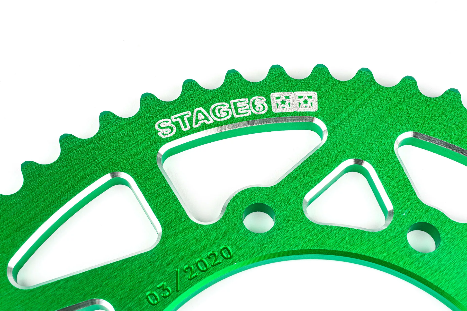Corona 53 denti - 420 alluminio Stage6, Derbi DRD, verde - immagine 2