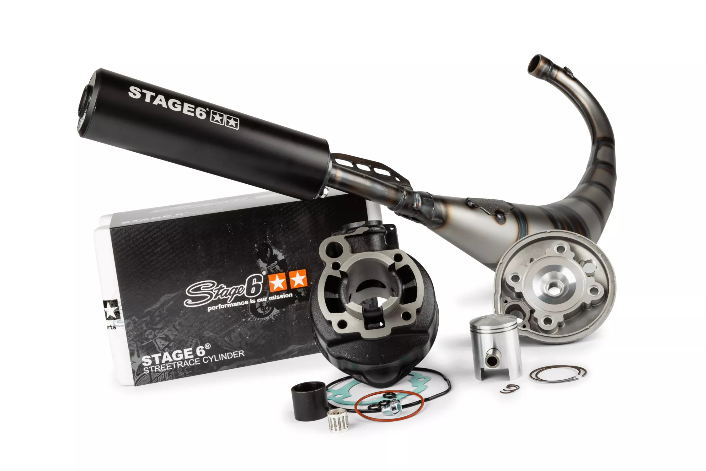 Kit gruppo termico + marmitta Stage6 50cc StreetRace ghisa Minarelli AM6