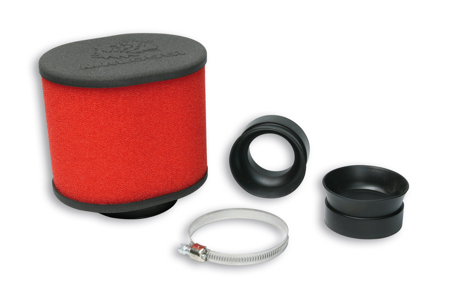 Filtro aria sportivo a cono in poliuretano espanso rosso flessibile Malossi Red Filter E15 con attacchi da 42, 50 e 60 mm per carburatori maggiorati - Codice 0413434