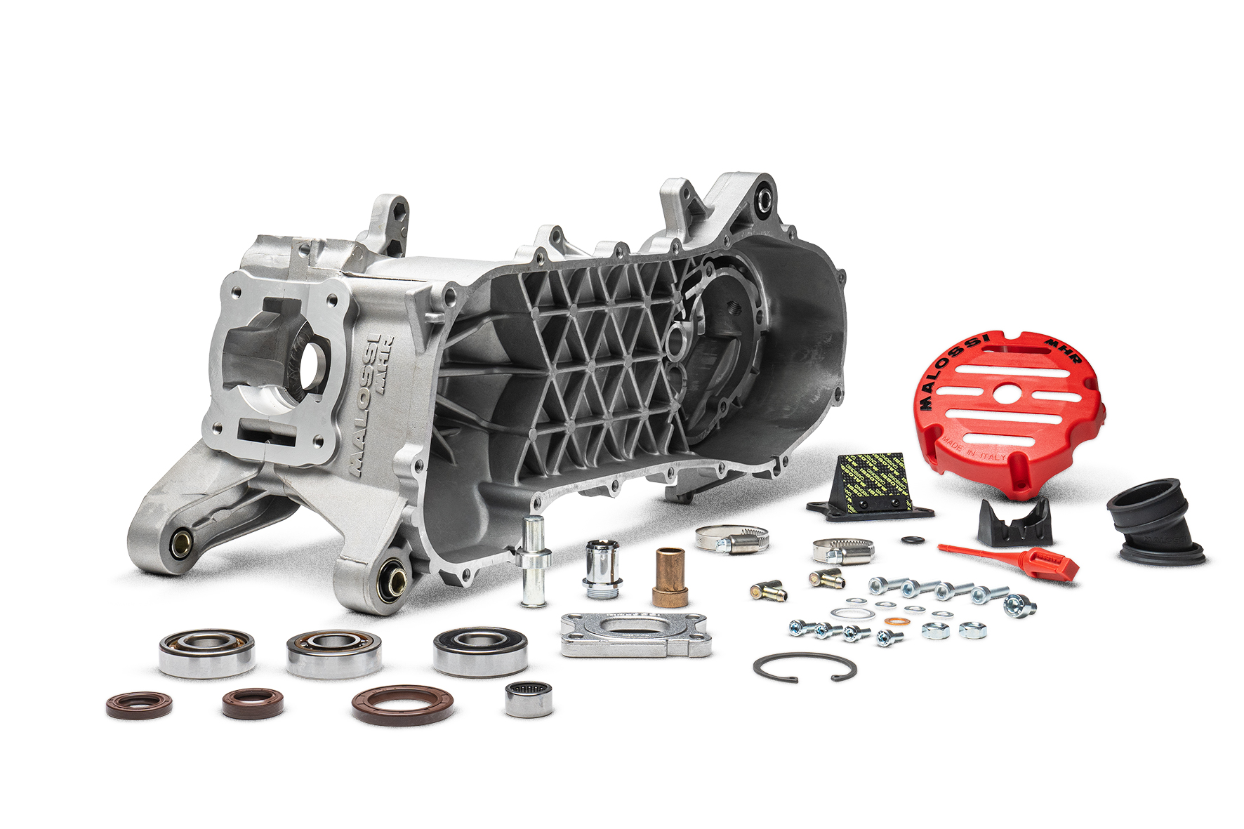 Coppia semicarter motore completi Malossi MHR TC-One in alluminio pressofuso lavorato CNC con sedi maggiorate per elaborazioni scooter Piaggio Zip SP e Gilera Runner - Codice 5715845