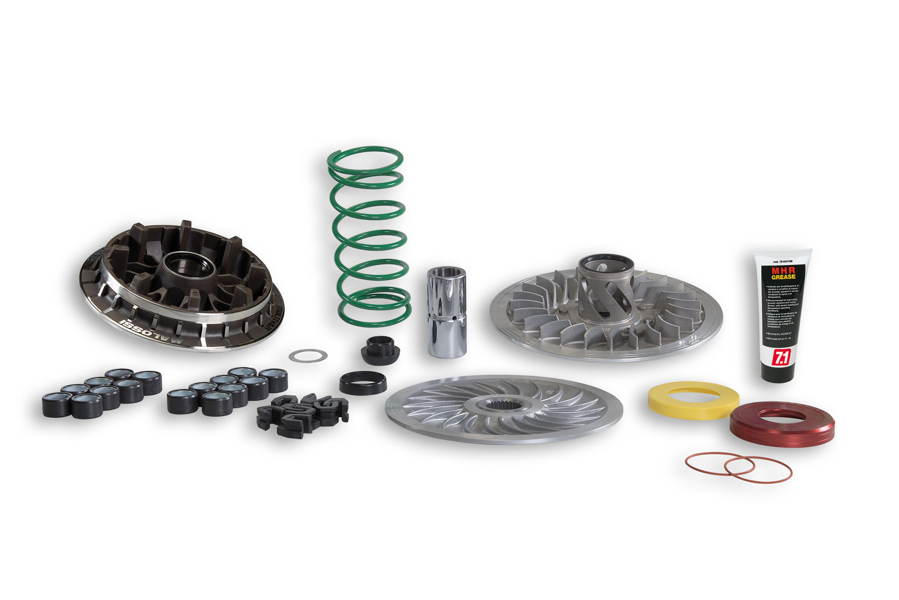 Kit trasmissione completo originale Malossi Over Range con variatore sportivo anteriore e correttore di coppia posteriore in acciaio per maxiscooter Yamaha TMax 530 e 560 - Codice 6118154