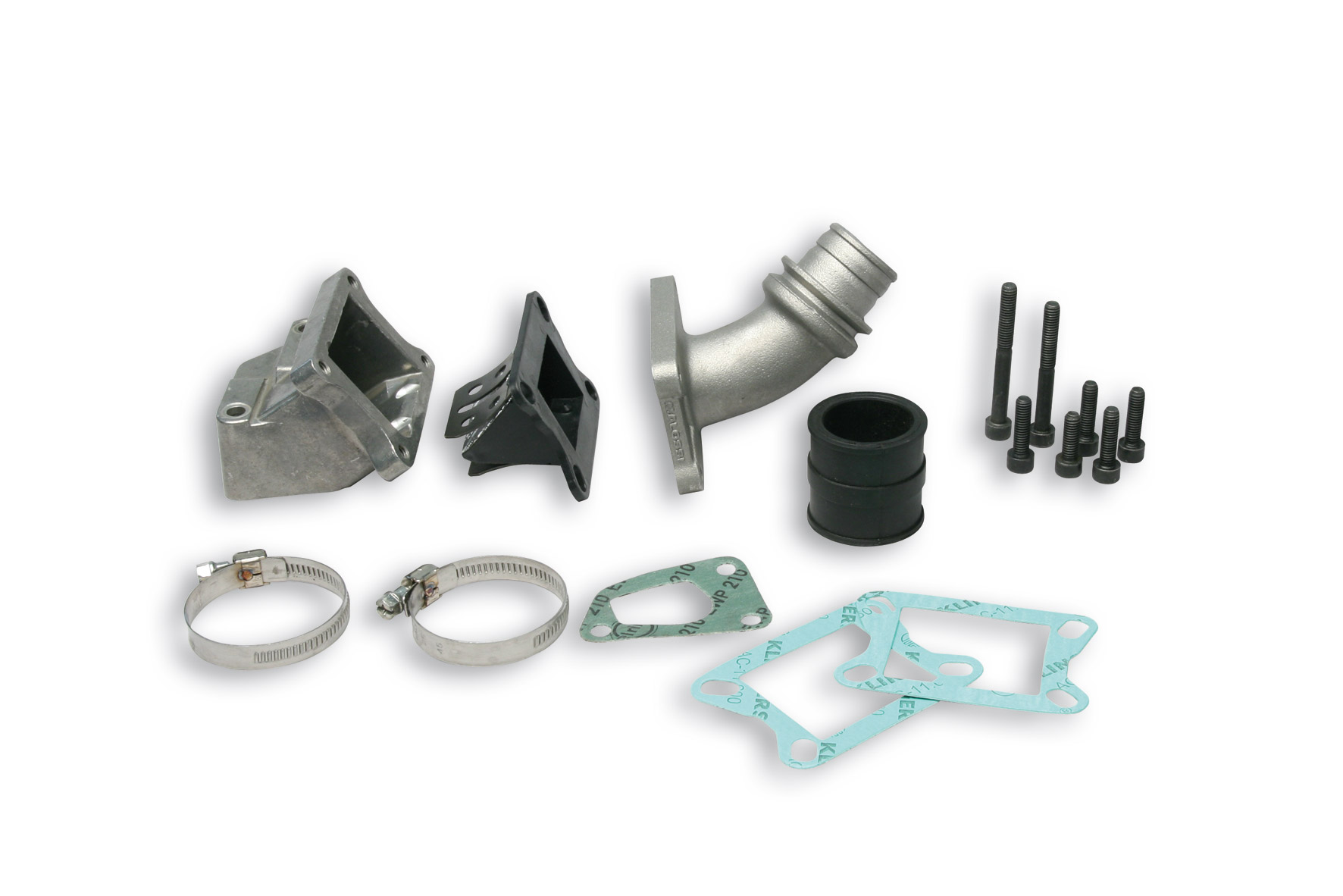 Kit completo impianto di alimentazione sportivo Malossi con carburatore Dell'Orto PHBL 25mm e collettore di aspirazione in alluminio maggiorato per scooter d'epoca Vespa PK XL 125cc - Codice 205461
