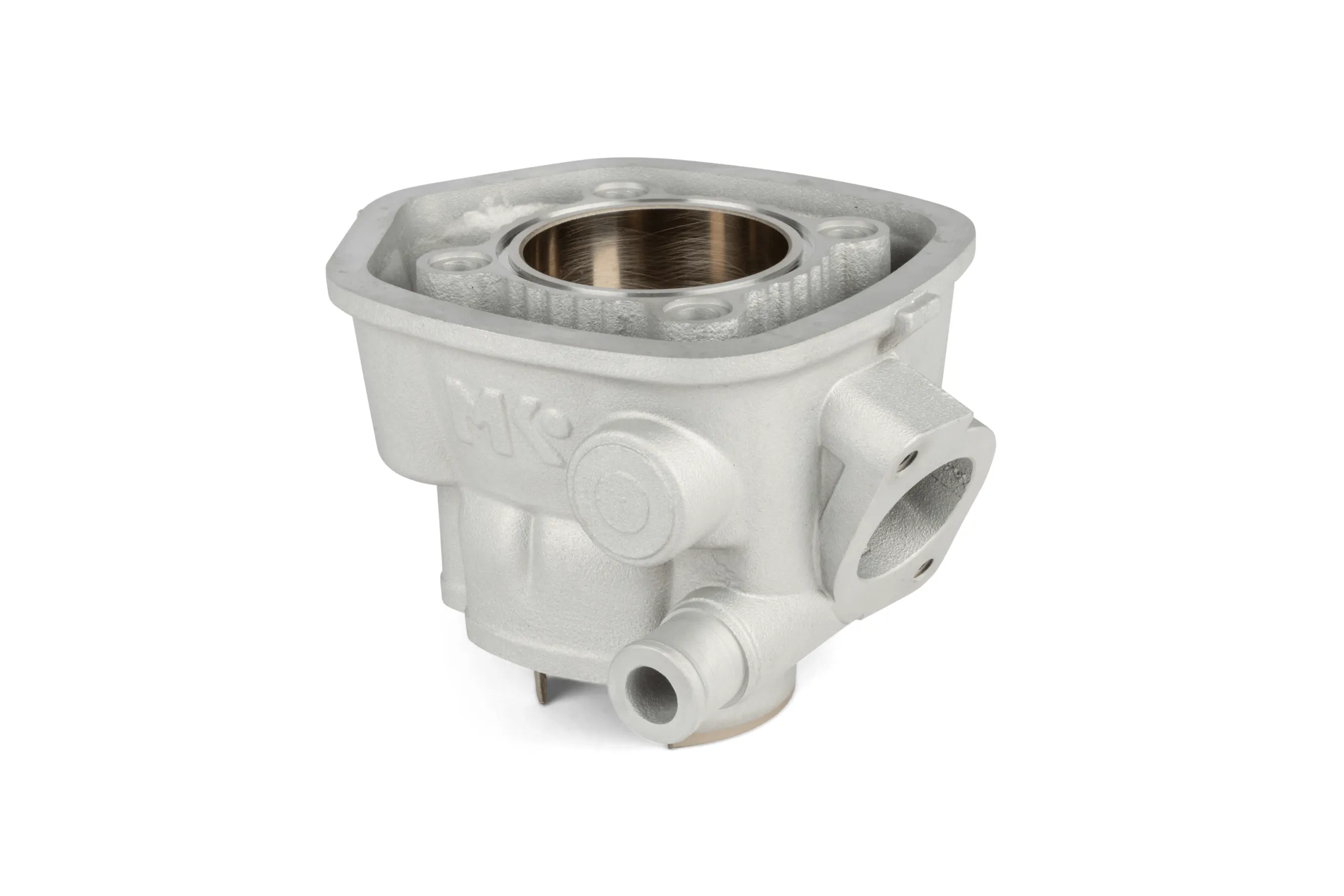 Dettaglio cilindro in alluminio e testa CNC del gruppo termico Metrakit Pro Race 3 70cc Minarelli orizzontale LC spinotto 12
