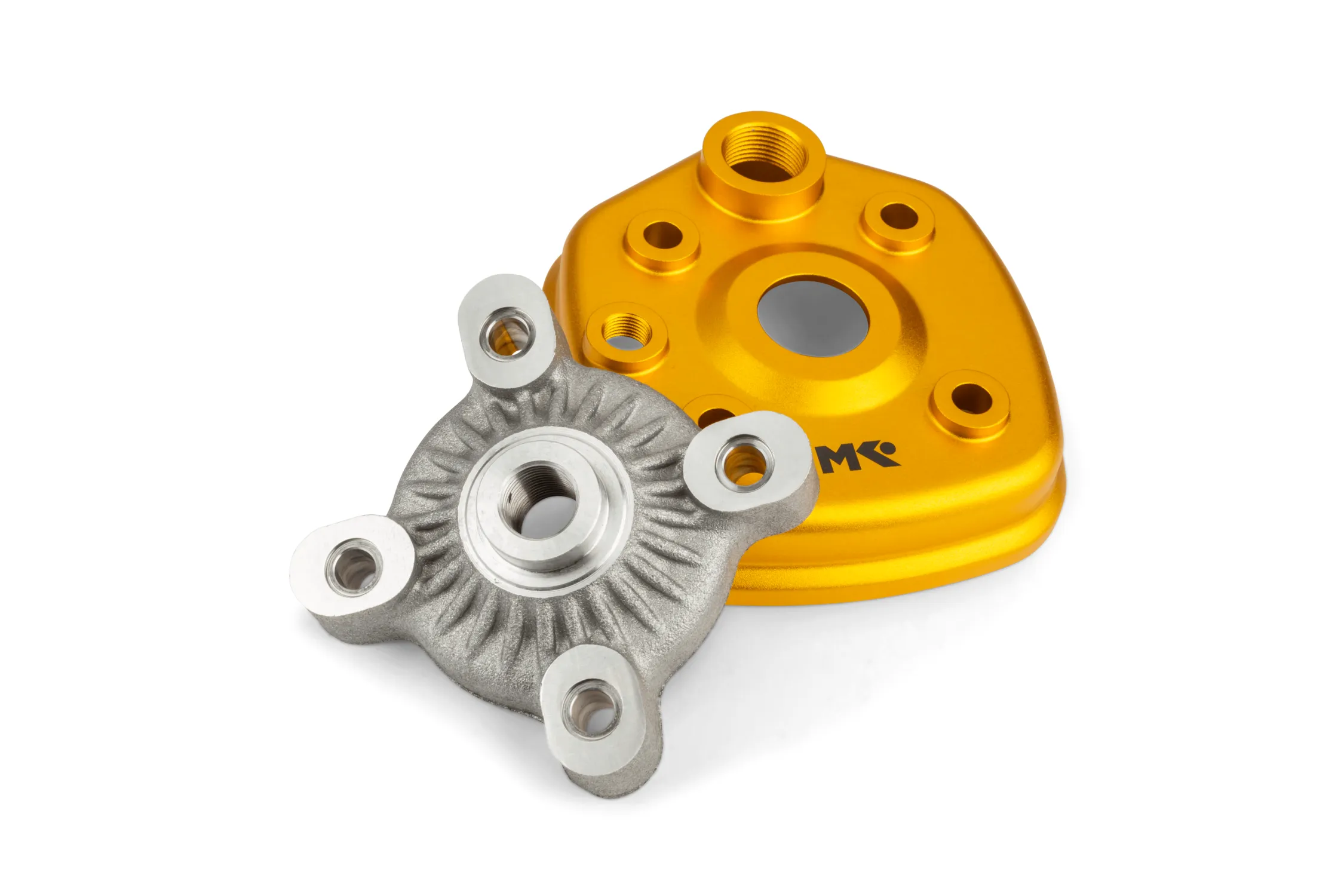 Dettaglio cilindro in alluminio e testa CNC del gruppo termico Metrakit Pro Race 3 70cc Minarelli orizzontale LC spinotto 12