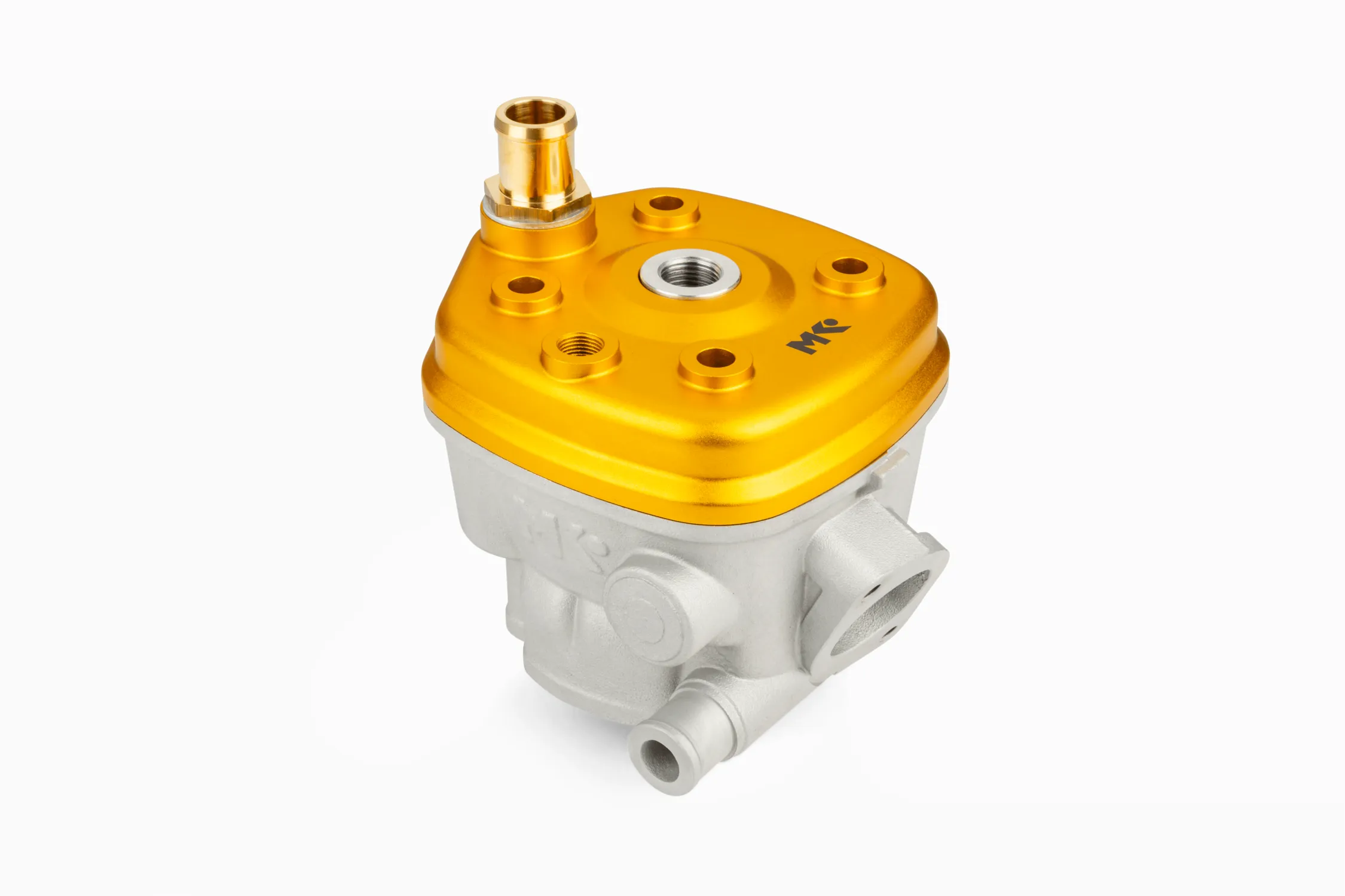 Dettaglio cilindro in alluminio e testa CNC del gruppo termico Metrakit Pro Race 3 70cc Minarelli orizzontale LC spinotto 12