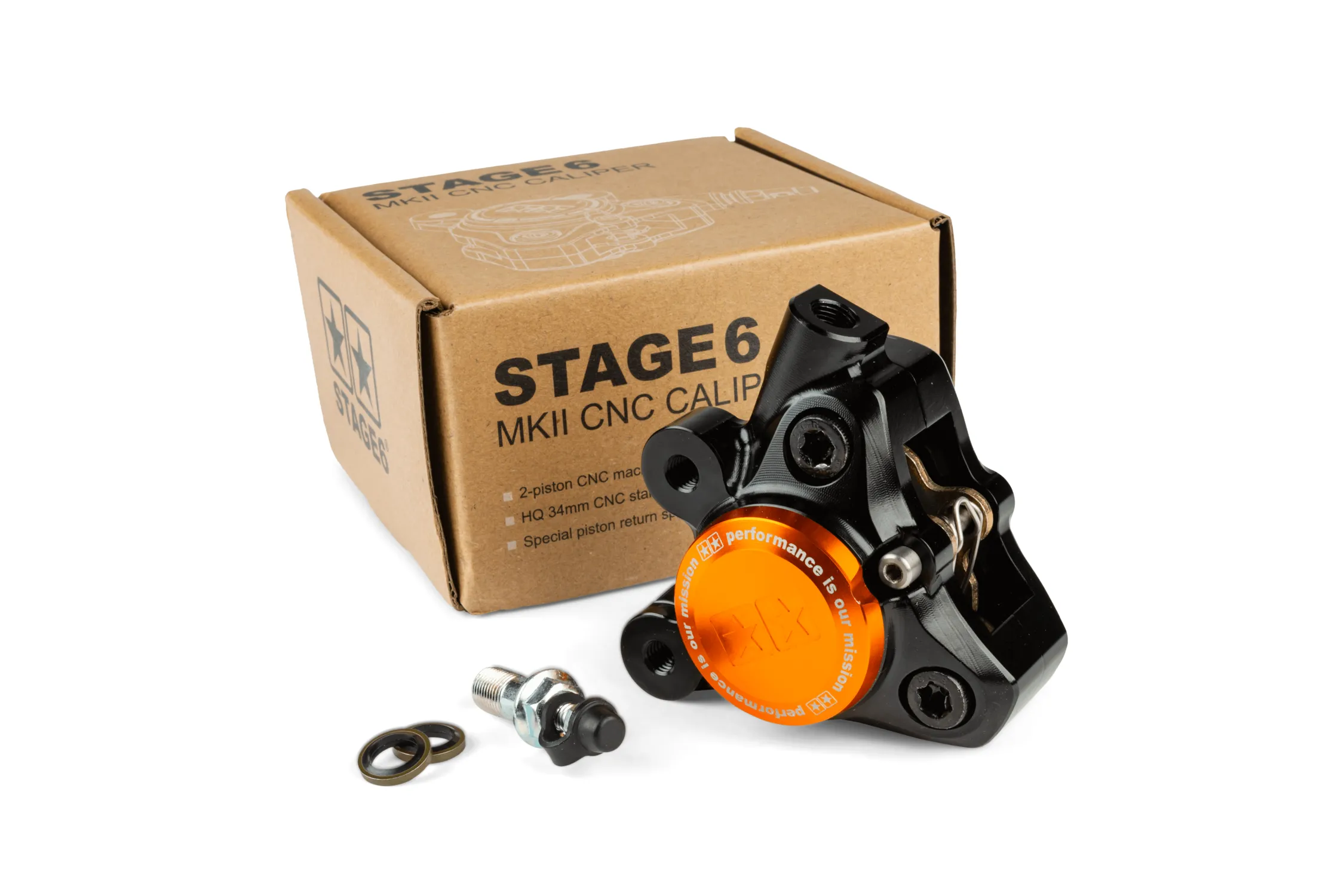 Pinza freno anteriore alluminio CNC Stage6 Minarelli / Piaggio / Peugeot NERO S6-1400381/BK