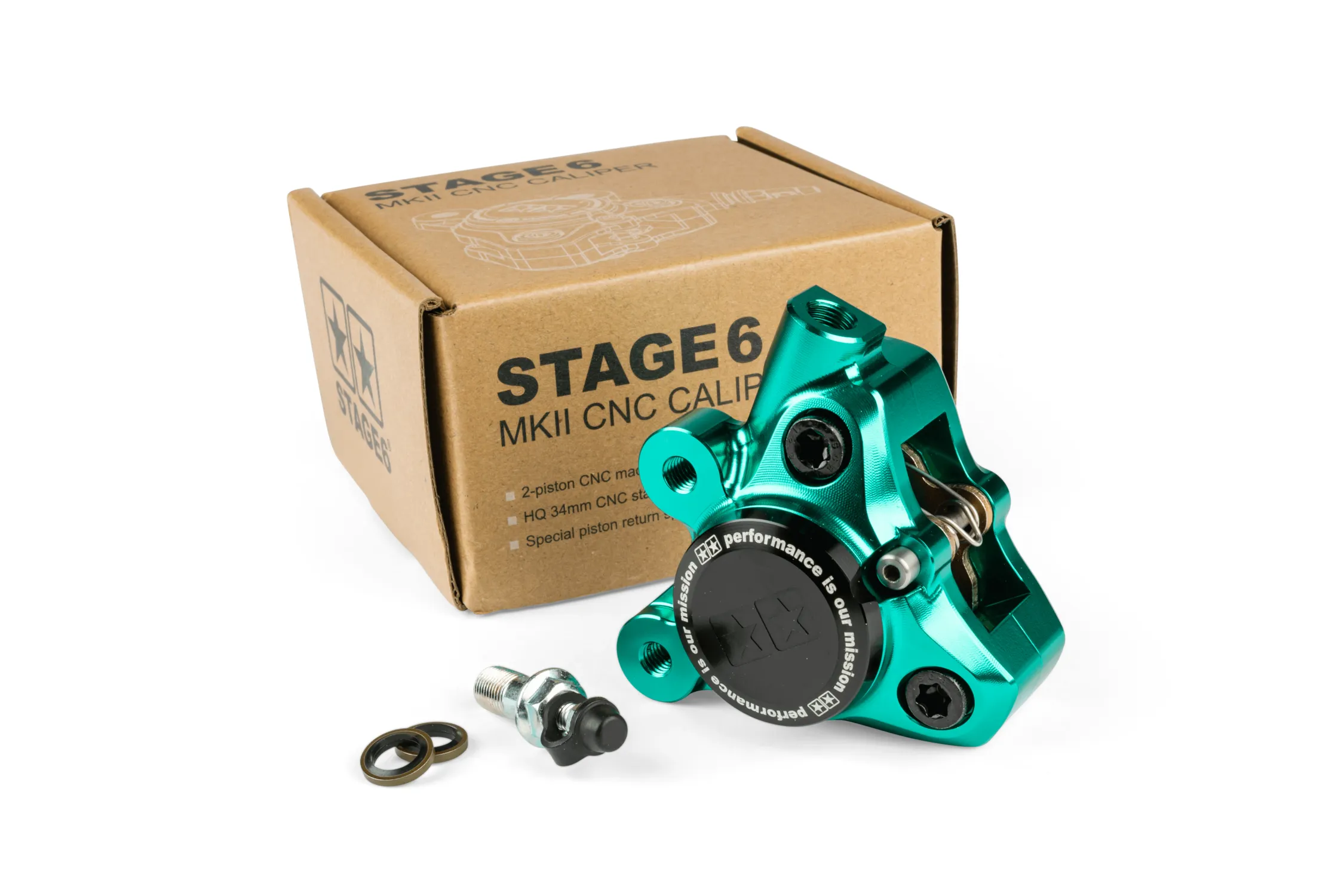 Pinza freno anteriore alluminio CNC Stage6 Minarelli / Piaggio / Peugeot Turchese S6-1400381/RE