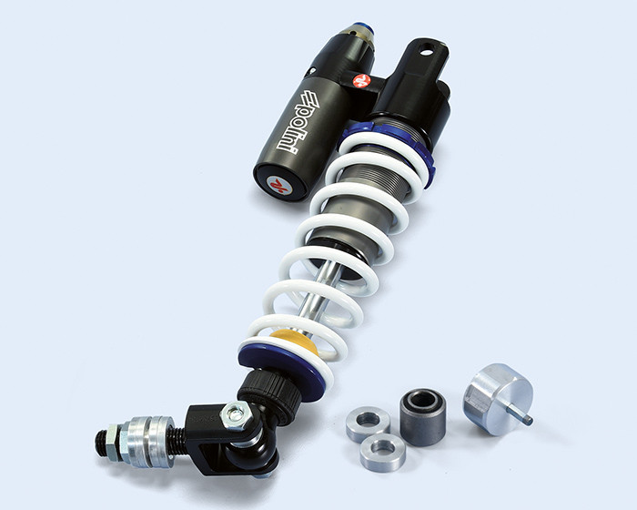 Ammortizzatore posteriore Polini Evolution pluriregolabile con serbatoio gas esterno per scooter Piaggio Zip SP