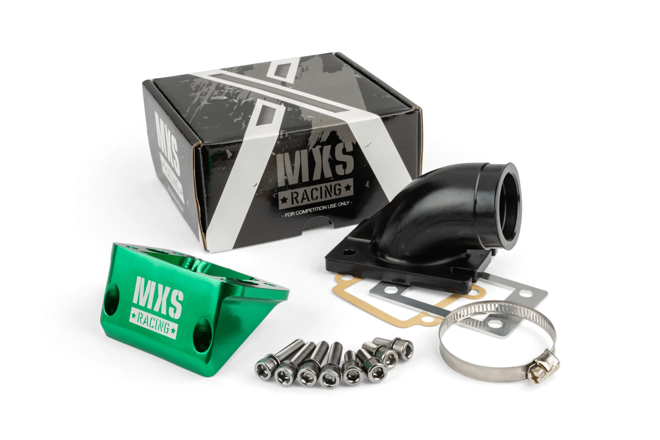Kit aspirazione maggiorato Big-Valve MXS Racing in alluminio CNC verde con attacco 35mm per Minarelli verticale