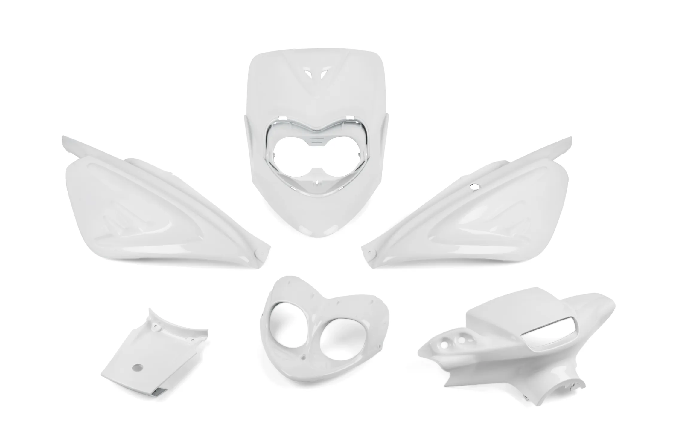 Kit carene STR8 6 pezzi colore bianco per carrozzeria scooter Yamaha BWs Next Generation, Spy e MBK Booster NG